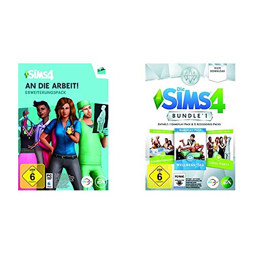 Die Sims 4 - An die Arbeit [Erweiterungspack] [PC Code - Origin] & Die Sims 4 - Bundle Pack 1: Sonnenterrassen, Luxus-Party, Wellness-Tag [PC/Mac Code - Origin] von Electronic Arts