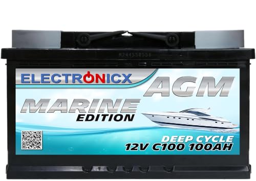Effiziente AGM Batterie 100Ah 12V Marine Ideale Solarbatterie Camping Wohnwagen Mover und Solar Akku Energieversorgung Wohnmobil Bootsbatterie 100 Ah von Electronicx