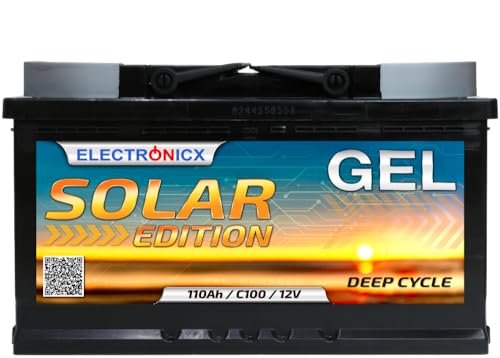 Gel Batterie 12V 110Ah Solarbatterie Solar Edition Solarakku 110 Ah Camping Wohnmobil Wohnwagen, 12V Akku, Batterie PV Speicher Stromspeicher Camper. von Electronicx