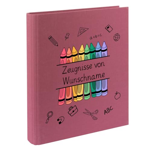 Personalisierte Zeugnismappe Ordner A4 für Zeugnisse – mit Wunschname & Schul-Motiv – Geschenk zur Einschulung, Schulabschluss oder erstem Zeugnis von Elefantasie