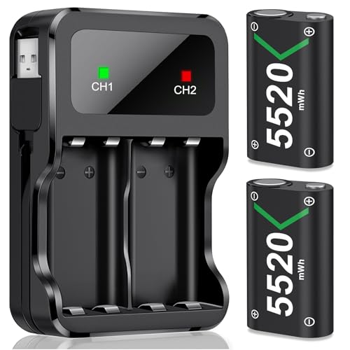 Akku Pack für Xbox Controller, Wiederaufladbare Akkus für Xbox Series X/S/Xbox One/One S/One X/One Elite Controller, 2x5520mWh Langlebige Akku Zubehör Akku Pack für Xbox Controller, Wiederaufladbare Akkus für Xbox Series X/S/Xbox One/One S/One X/One Elite Controller, 2x5520mWh Langlebige Akku Zubehör von Elegamefy
