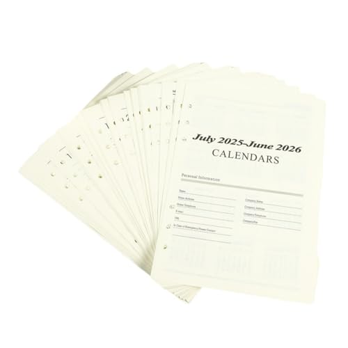 2025 2026 Weekly Planner Insert,Nachfüllpapier,176 Blatt A5 Liniert Papier Nachfüllpapier Wochenplaner Einlage 6 Löcher Tagebuch Nachfülleinlagen für Notizbuch,Skizze,Malerei(July.2025 - June.2026) von Elegance-go