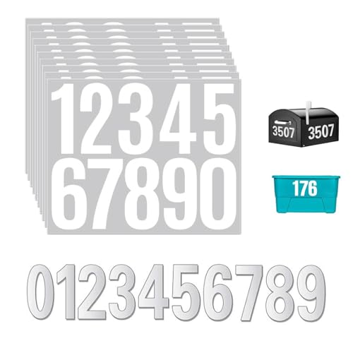 Briefkasten Zahlen Aufkleber,10 Blatt Wasserdichte Mailbox Nummern Aufkleber Vinyl-Nummernaufkleber 0-9 3 Zoll Briefkastennummernaufkleber Selbstklebende Türnummer für Briefkasten,Auto,Zuhause(Weiß) von Elegance-go