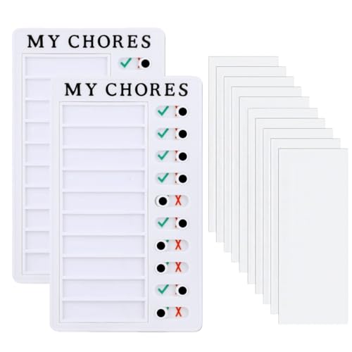 Memo Checklist Boards,2 Stück Checklist Boards To Do List Memo Tafel Chore Chart mit 10 Trocken Löschen Papier für Zeitplan Lernplanung Erinnerung(Weiß) von Elegance-go