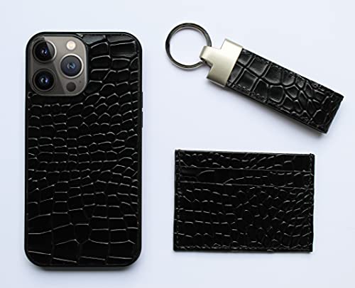 Elegant Leder Elegnat Lederhülle für das iPhone 13 Pro Max in 6.7 Zoll Case Hülle Ledertasche Backcover aus echtem (Black-Croco) von Elegant Leder