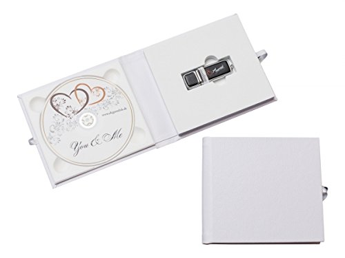 Elegantdisk Hochzeit 1er DVD/USB-Case. Kunstleder Weiss. von Elegantdisk