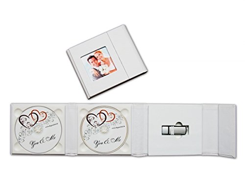 Elegantdisk Hochzeit 2er-DVD/USB-Case mit Bildfenster. Kunstleder Weiss. von Elegantdisk