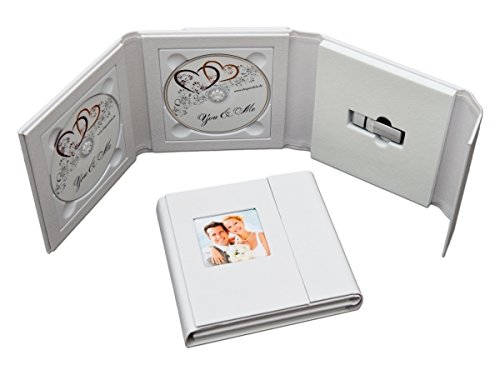 Hochzeit 2er DVD/USB-Case. Kunstleder Weiss. von Elegantdisk