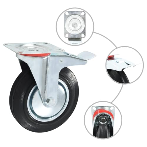 12 Stk. Lenkrollen 200 mm für Gartenpflege - Gummireifen mit Zinkbeschichtung, robust und langlebig - Ideal für Rasenmäher und Gartenwagen 12 Stk. Lenkrollen 200 mm für Gartenpflege - Gummireifen mit Zinkbeschichtung, robust und langlebig - Ideal für Rasenmäher und Gartenwagen von Eleganz