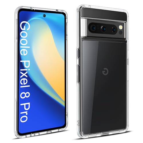 Elekpia Crystal Clear Hülle Kompatibel mit Goole Pixel 8 Pro, Anti-Fingerabdruck Anti-Vergilbungs Handyhülle, Kratzfest Stoßfest Durchsichtig Schutzhülle, TPU Case, Dünn Cover (Transparent) von Elekpia