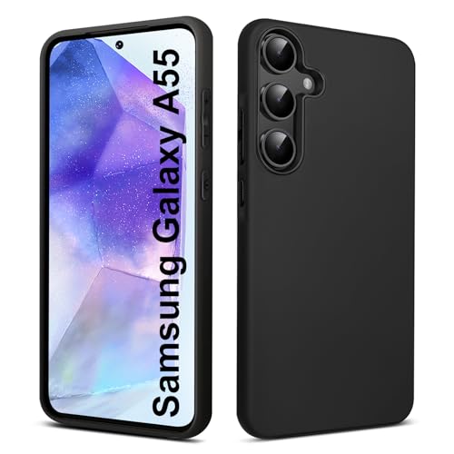 Elekpia Ultradünne Hülle für Samsung Galaxy A55 5G, Matt Schwarz weiche Silikon Handyhülle mit hautschmeichelnder Griffigkeit | Stoßfeste Anti-Fingerprint Schutzhülle Case von Elekpia