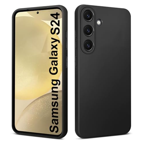 Elekpia Ultradünne Hülle für Samsung Galaxy S24 5G, Matt Schwarz weiche Silikon Handyhülle mit hautschmeichelnder Griffigkeit | Stoßfeste Anti-Fingerprint Schutzhülle Case von Elekpia