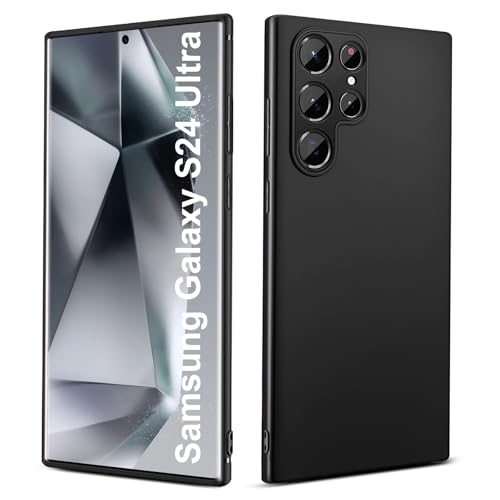 Elekpia Ultradünne Hülle für Samsung Galaxy S24 Ultra 5G, Matt Schwarz weiche Silikon Handyhülle mit hautschmeichelnder Griffigkeit | Stoßfeste Anti-Fingerprint Schutzhülle Case von Elekpia