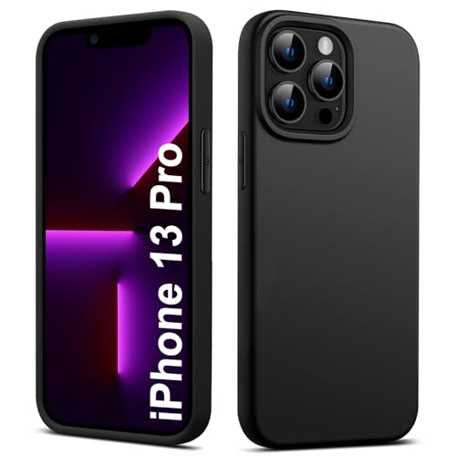 Elekpia Ultradünne Hülle für iPhone 13 Pro, Matt Schwarz weiche Silikon Handyhülle mit hautschmeichelnder Griffigkeit | Stoßfeste Anti-Fingerprint Schutzhülle Case von Elekpia