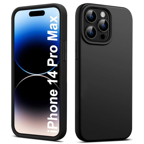 Elekpia Ultradünne Hülle für iPhone 14 Pro Max, Matt Schwarz weiche Silikon Handyhülle mit hautschmeichelnder Griffigkeit | Stoßfeste Anti-Fingerprint Schutzhülle Case von Elekpia