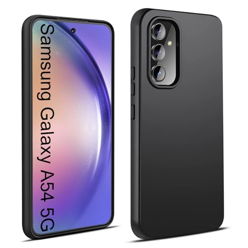 Elekpia Ultra Dünn Hülle Kompatibel mit Samsung Galaxy A54 5G, Kratzfest Stoßfest rutschfest Handyhülle, Anti-Fingerabdruck Fallschutz Schutzhülle, TPU Silikon Case, Kantenschutz Cover (Schwarz) von Elekpia