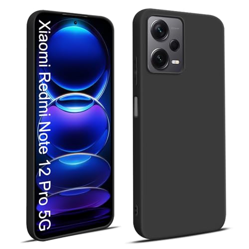 Elekpia Ultra Dünn Hülle Kompatibel mit Xiaomi Redmi Note 12 Pro 5G, Kratzfest Stoßfest rutschfest Handyhülle, Anti-Fingerabdruck Fallschutz Schutzhülle, TPU Silikon Case, Kantenschutz Cover (Schwarz) von Elekpia