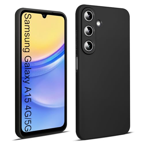 Elekpia Hülle für Samsung Galaxy A15 4G/5G, Militärischer Kameraschutz Weiche TPU Dünn Silikon Stoßfest Schutzhülle, Matt Schwarz Kratzfest Handyhülle,Rückseite Anti-Fingerabdruck Case Cover von Elekpia