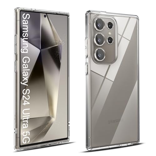 Elekpia Crystal Clear Hülle Kompatibel mit Samsung Galaxy S24 Ultra 5G, Anti-Fingerabdruck Anti-Vergilbungs Handyhülle, Kratzfest Stoßfest Durchsichtig Schutzhülle, TPU Case, Dünn Cover (Transparent) von Elekpia