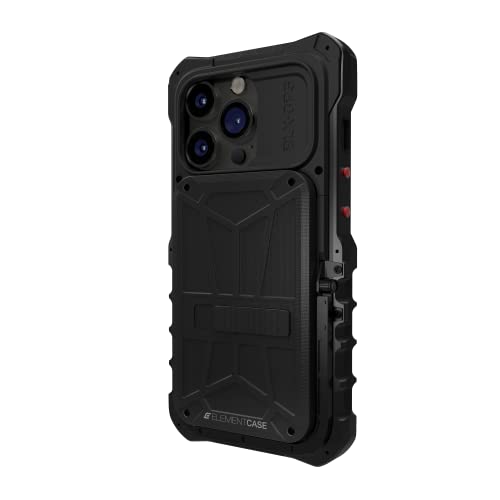 Element Case Black Ops EMT-322-266FN-01 für iPhone 14/14 Pro (6,1 Zoll), aggressiv robust, taktisch und stoßfest, mit Brieftaschen-/Kartenhalter und mechanischem Ständer, Schwarz von Element Case