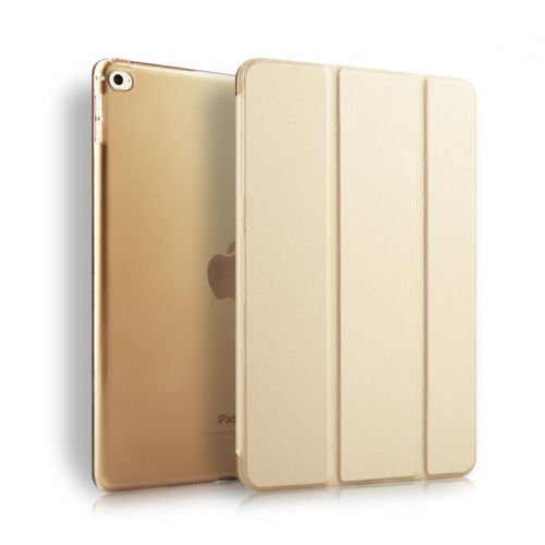 Eleoption iPad Schutzhülle PU Ledertasche Rund Schutz Case Smart Cover mit automatischer Aufwachen/Schlaf Funktion abklappbar Standfunktion Hülle (Für iPad Pro 9,7'' 2016 Version, Luxus Gold) von Eleoption