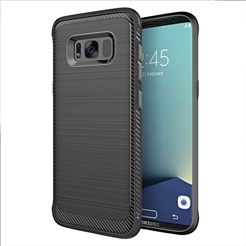 Samsung Galaxy Hülle Soft TPU Luftkissen Full Bumper Cover Stoßfest Silikon Schutz Slim Case (für Samsung Galaxy S8 5,8 Zoll, Schwarz) von Eleoption