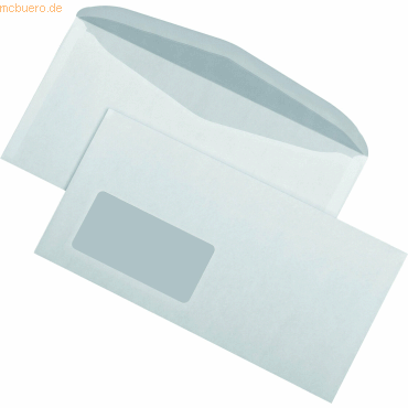 Elepa Kompaktbriefumschläge mit Fenster gummiert weiß VE=1000 Stück von Elepa