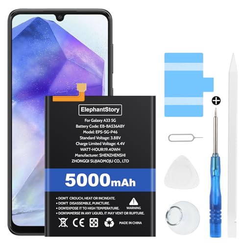 Akku für Galaxy A33 5G SM-A336E, SM-A336M, SM-A336N 5000mAh Batteriecode EB-BA536ABY Li-Polymer Ersatzakku mit Reparaturwerkzeugsatz Akku für Galaxy A33 5G SM-A336E, SM-A336M, SM-A336N 5000mAh Batteriecode EB-BA536ABY Li-Polymer Ersatzakku mit Reparaturwerkzeugsatz von ElephantStory