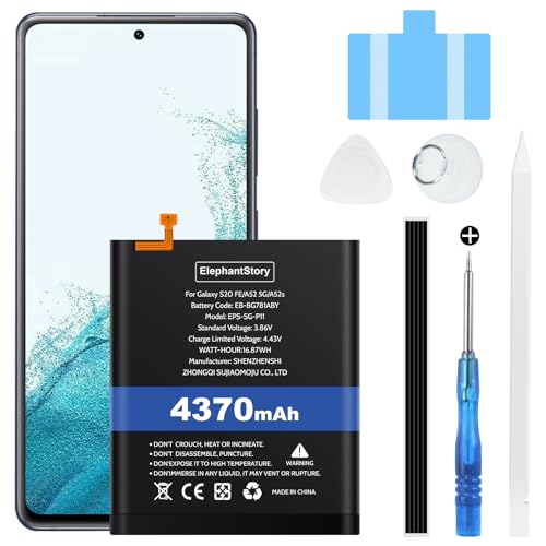 Akku für Galaxy S20 FE (G780F) Galaxy S20 FE 5G (G781B) Galaxy A52 (A525F) Galaxy A52 5G (A526B) Galaxy A52s (A528B) 4370mAh EB-BG781ABY Li-Polymer Ersatzakku mit Werkzeugset von ElephantStory