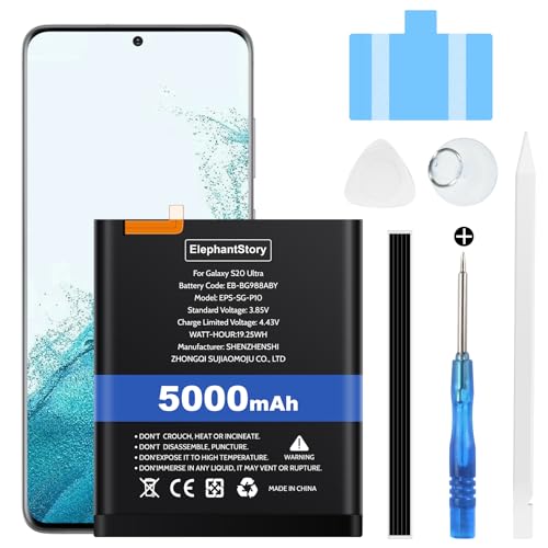 Akku für Galaxy S20 Ultra SM-G988 5,000mAh EB-BG988ABY Lithium Polymer Ersatzakku mit Werkzeugset und Reparaturset Akku für Galaxy S20 Ultra SM-G988 5,000mAh EB-BG988ABY Lithium Polymer Ersatzakku mit Werkzeugset und Reparaturset von ElephantStory