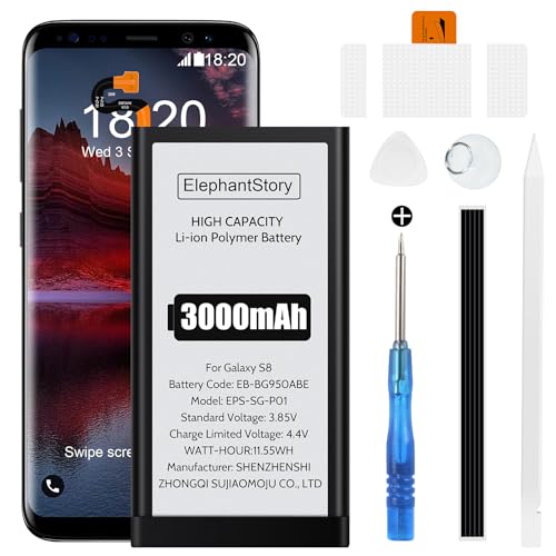 Akku für Galaxy S8 SM-G950F 3000mAh Batteriecode EB-BG950ABE Lithium Polymer Ersatzakku mit Werkzeugset und Reparaturset Akku für Galaxy S8 SM-G950F 3000mAh Batteriecode EB-BG950ABE Lithium Polymer Ersatzakku mit Werkzeugset und Reparaturset von ElephantStory