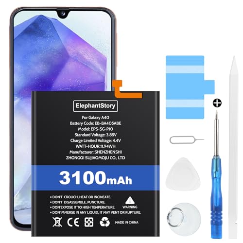 Akku für Samsung Galaxy A40 (A405F) 3100mAh Batteriecode EB-BA405ABE Li-Polymer Ersatzakku mit Repair Tool Kit von ElephantStory