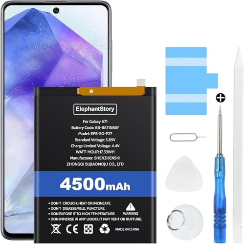 Akku für Samsung Galaxy A71 SM-A715F, SM-A7160, SM-A716B, SM-A716G, EB-BA715ABY 4500mAh Batteriecode EB-BA715ABY Li-Polymer Ersatzakku mit Werkzeugset Akku für Samsung Galaxy A71 SM-A715F, SM-A7160, SM-A716B, SM-A716G, EB-BA715ABY 4500mAh Batteriecode EB-BA715ABY Li-Polymer Ersatzakku mit Werkzeugset von ElephantStory