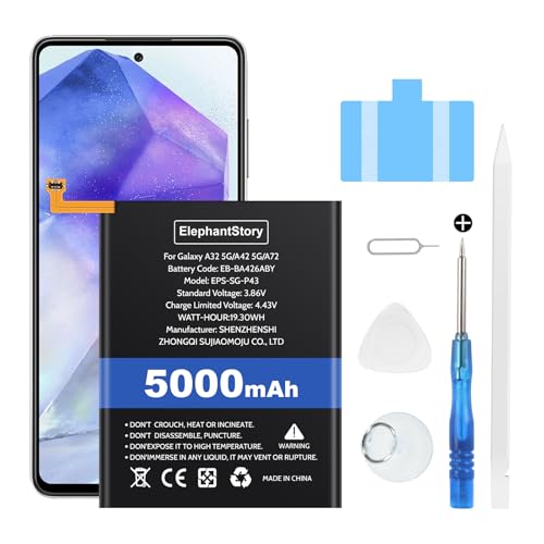 Akku für Samsung Galaxy A72(SM-A725) A42(SM-A426B) A32(SM-A326B) 5000mAh Batteriecode EB-BA426ABY Li-Polymer Ersatzakku mit Werkzeugset von ElephantStory