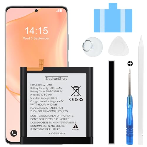 Akku für Samsung Galaxy S21 Ultra SM-G998 5000mAh Battery Code EB-BG998ABY Li-Polymer Ersatzakku inkl Werkzeugset Akku für Samsung Galaxy S21 Ultra SM-G998 5000mAh Battery Code EB-BG998ABY Li-Polymer Ersatzakku inkl Werkzeugset von ElephantStory