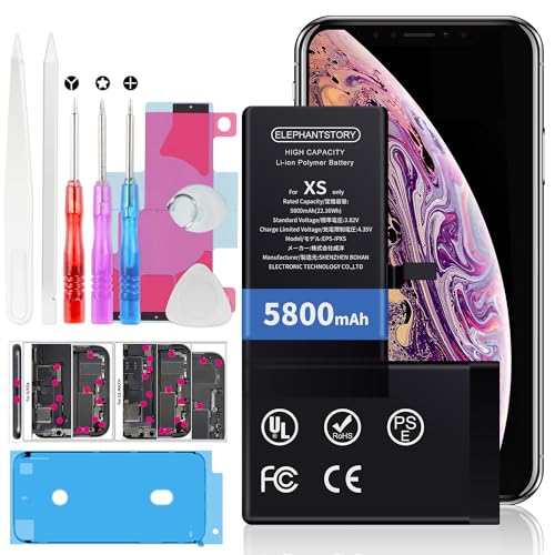 ElephantStory Akku für iPhone XS 5800 mAh Hohe Kapazität 0 Zyklen Interner Akku für Modell A1920 A2097 A2098 A2100 mit Komplettem Reparaturwerkzeug und Installationshandbuch ElephantStory Akku für iPhone XS 5800 mAh Hohe Kapazität 0 Zyklen Interner Akku für Modell A1920 A2097 A2098 A2100 mit Komplettem Reparaturwerkzeug und Installationshandbuch von ElephantStory