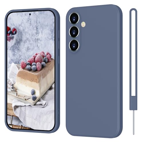 Samsung Galaxy A56 Hülle Silikon, ElestBela Hanyhülle Samsung Galaxy A56 Ultra Dünn Slim mit Microfiber, Kratzfeste Case Schutzhülle Hülle für Samsung Galaxy A56 5G 2024 Blau Grau von ElestBela
