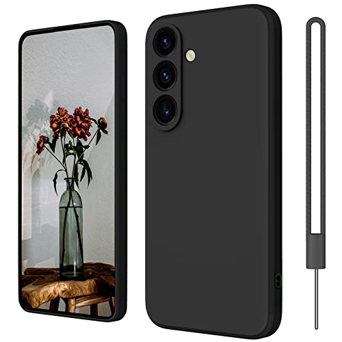 ElestBela Samsung Galaxy S24 Plus Hülle Silikon, Hanyhülle Samsung S24 Plus Dünn Slim mit Microfiber, Kratzfeste Rundumschutz Case Schutzhülle Hülle für Galaxy S24 Plus 5G 2024 Matt Schwarz von ElestBela