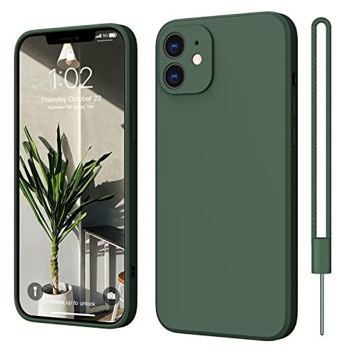 ElestBela iPhone 12 Hülle Silikon Case, Hanyhülle iPhone 12 Ultra Dünn Slim mit Microfiber, Kratzfeste Rundumschutz Case Schutzhülle Hülle für iPhone 12 6.1'' Dunkel Grün von ElestBela