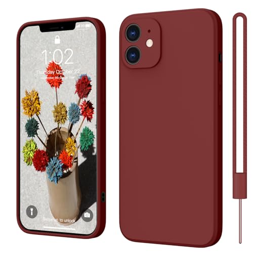 ElestBela iPhone 12 Hülle Silikon Case, Hanyhülle iPhone 12 Ultra Dünn Slim mit Microfiber, Kratzfeste Rundumschutz Case Schutzhülle Hülle für iPhone 12 6.1'' Dunkel Rot von ElestBela