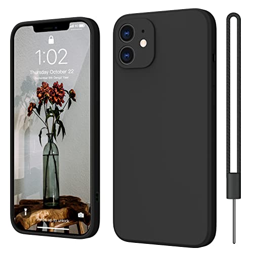 ElestBela iPhone 12 Hülle Silikon Case, Hanyhülle iPhone 12 Ultra Dünn Slim mit Microfiber, Kratzfeste Rundumschutz Case Schutzhülle Hülle für iPhone 12 6.1'' Matt Schwarz von ElestBela