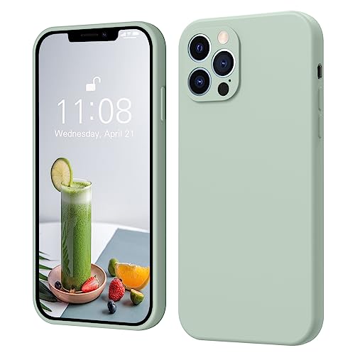 ElestBela iPhone 12 Pro Max Hülle Silikon, Hanyhülle iPhone 12 Pro Max Ultra Dünn Slim mit Microfiber, Kratzfeste Rundumschutz Case Schutzhülle Hülle für iPhone 12 Pro Max 6.7'' Hellgrün von ElestBela