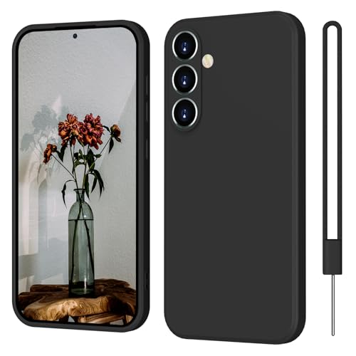 Samsung Galaxy S23 FE Hülle Silikon Case, ElestBela Hanyhülle Samsung S23 FE Ultra Dünn Slim mit Microfiber, Kratzfeste Rundumschutz Case Schutzhülle Hülle für Samsung Galaxy S23 FE 5G Matte Schwarz von ElestBela