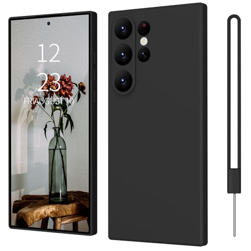 Samsung Galaxy S25 Ultra Hülle Silikon Case, ElestBela Hanyhülle Samsung S25 Ultra Dünn Slim mit Microfiber, Kratzfeste Rundumschutz Case Schutzhülle Hülle Samsung Galaxy S25 Ultra 6.8'' Matt Schwarz von ElestBela