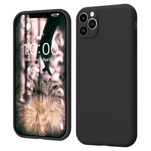 iPhone 11 Pro Hülle Silikon Case, ElestBela Hanyhülle iPhone 11 Pro Ultra Dünn Slim mit Microfiber, Kratzfeste Rundumschutz Case Schutzhülle Hülle für iPhone 11 Pro 5.8'' Dunkel Schwarz von ElestBela