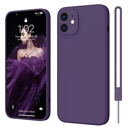 iPhone 12 Hülle Silikon Case, ElestBela Hanyhülle iPhone 12 Ultra Dünn Slim mit Microfiber, Kratzfeste Rundumschutz Case Schutzhülle Hülle für iPhone 12 6.1'' Dunkel Violett von ElestBela