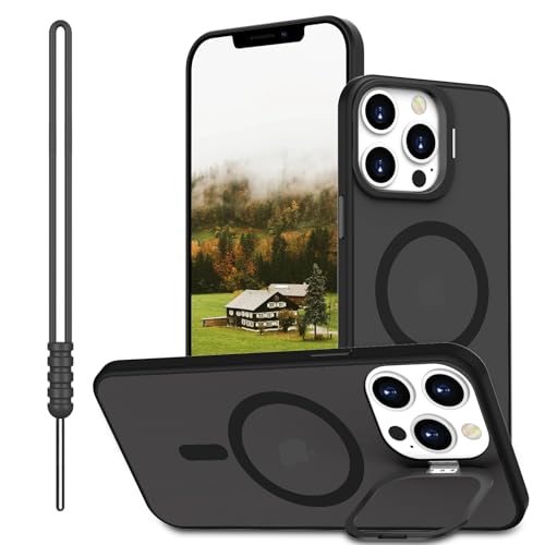 iPhone 13 Pro Max Hülle Kompatible mit MagSafe, ElestBela Hanyhülle iPhone 13 Pro Max Magnetisch mit integrierter Ständer Matte Touch Ultra Dünn, Kratzfeste Hülle iPhone 13 Pro Max Matte Schwarz von ElestBela