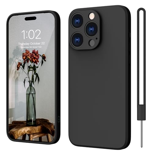 iPhone 15 Pro Hülle Silikon Case, ElestBela Hanyhülle iPhone 15 Pro Ultra Dünn Slim mit Microfiber, Kratzfeste Rundumschutz Case Schutzhülle Hülle für iPhone 15 Pro 6.1'' Matt Schwarz von ElestBela