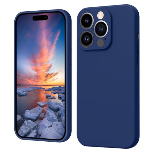 iPhone 15 Pro Max Hülle Silikon, ElestBela Hanyhülle iPhone 15 Pro Max Ultra Dünn Slim mit Microfiber, Kratzfeste Rundumschutz Case Schutzhülle Hülle für iPhone 15 Pro Max 6.7'' Dunkelblau von ElestBela