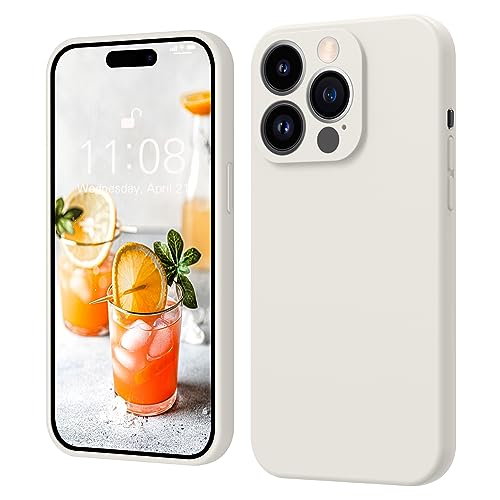 iPhone 15 Pro Max Hülle Silikon, ElestBela Hanyhülle iPhone 15 Pro Max Ultra Dünn Slim mit Microfiber, Kratzfeste Rundumschutz Case Schutzhülle Hülle für iPhone 15 Pro Max 6.7'' Retro Weiß von ElestBela